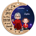 Galaxy Background Cute Grandma Grandkids Personalized Wooden Ornament