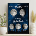 Galaxy Night First Mom Now Grandma Custom Birth Moon Phase Personalized Poster, Gift