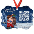 Galaxy Night Couple Kissing Under Mistletoe Favorite Song Scannable QR Code Christmas Personalized Christmas Ornament
