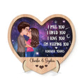 Galaxy Night Couple Kissing I Met You Personalized 2-Layer Wooden Plaque