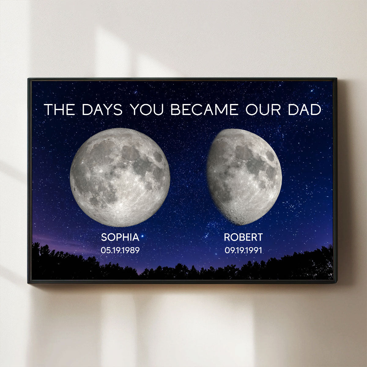 Galaxy Night Custom Birth Moon Phase The Days You Became Our Dad Personalized Poster| Heartfelt Father's Day Gift For Dad, Husband
