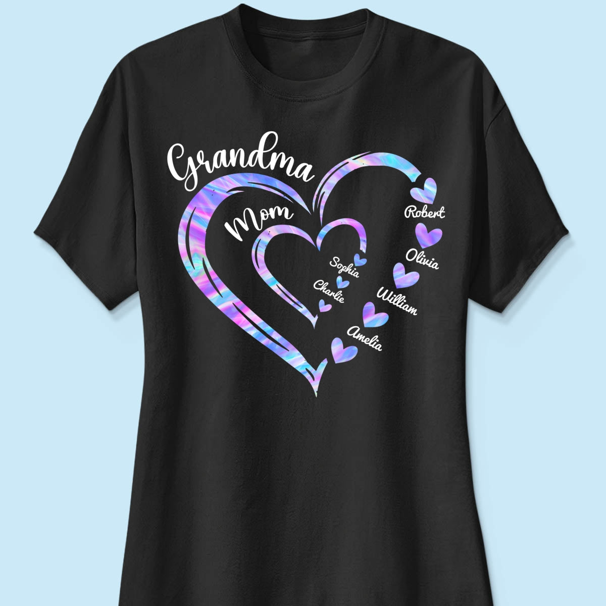 Galaxy Grandma Mom Heart In Heart Personalized Shirt
