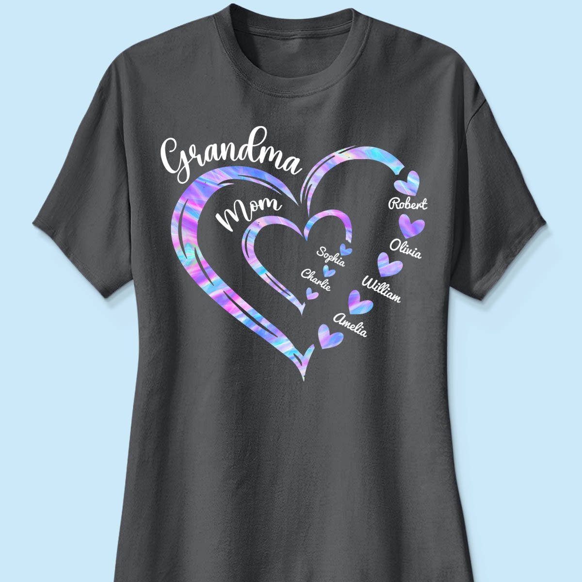 Galaxy Grandma Mom Heart In Heart Personalized Shirt
