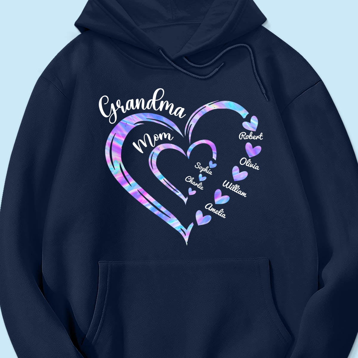 Galaxy Grandma Mom Heart In Heart Personalized Shirt