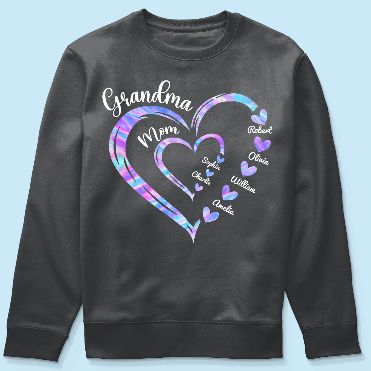 Galaxy Grandma Mom Heart In Heart Personalized Shirt