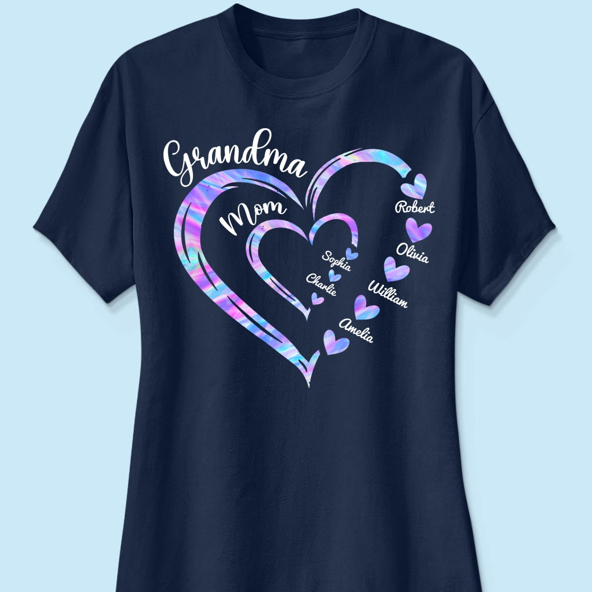Galaxy Grandma Mom Heart In Heart Personalized Shirt