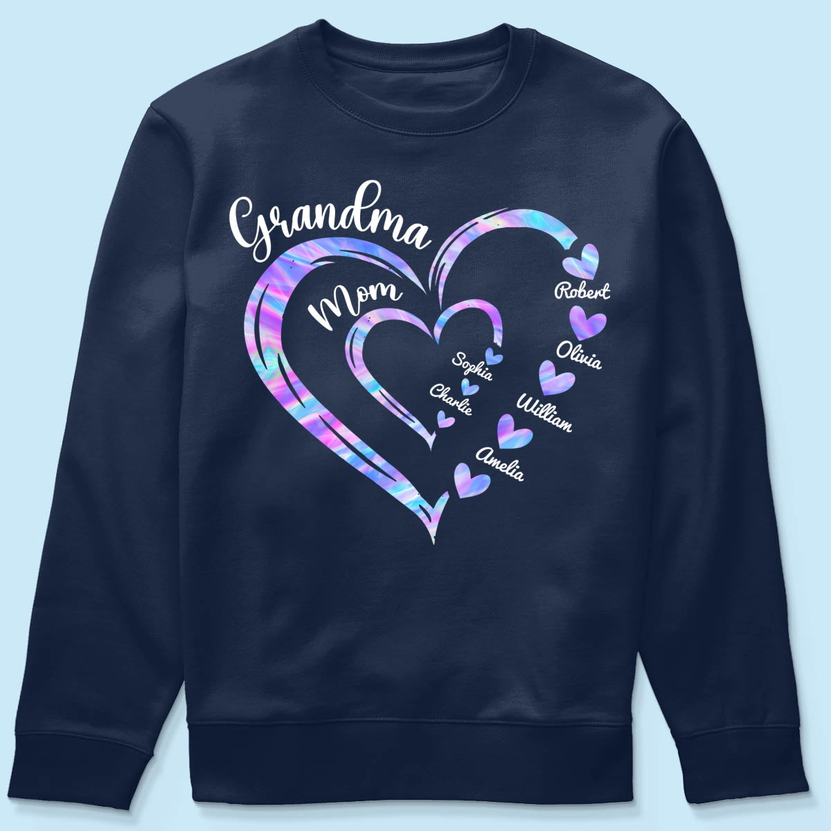 Galaxy Grandma Mom Heart In Heart Personalized Shirt