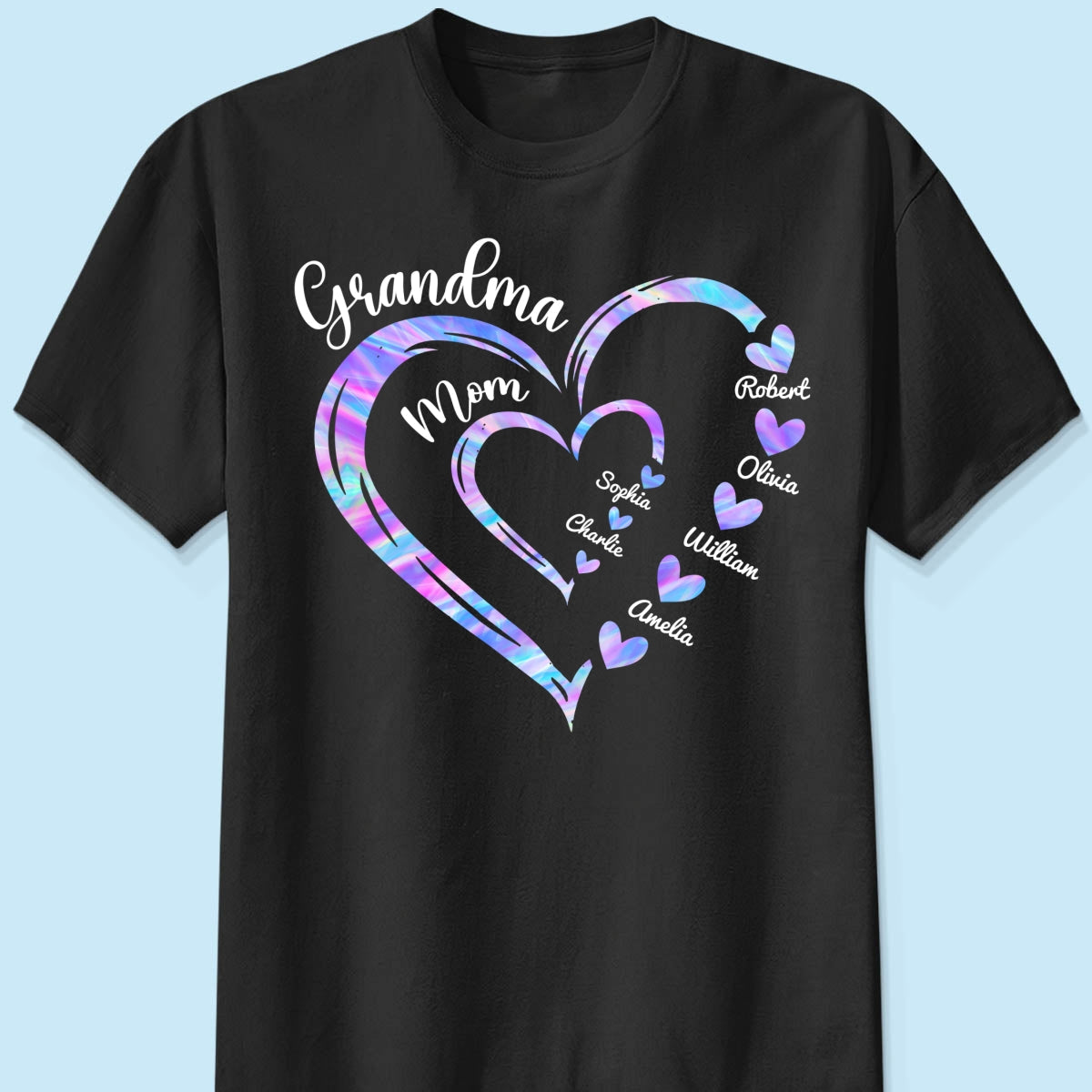 Galaxy Grandma Mom Heart In Heart Personalized Shirt