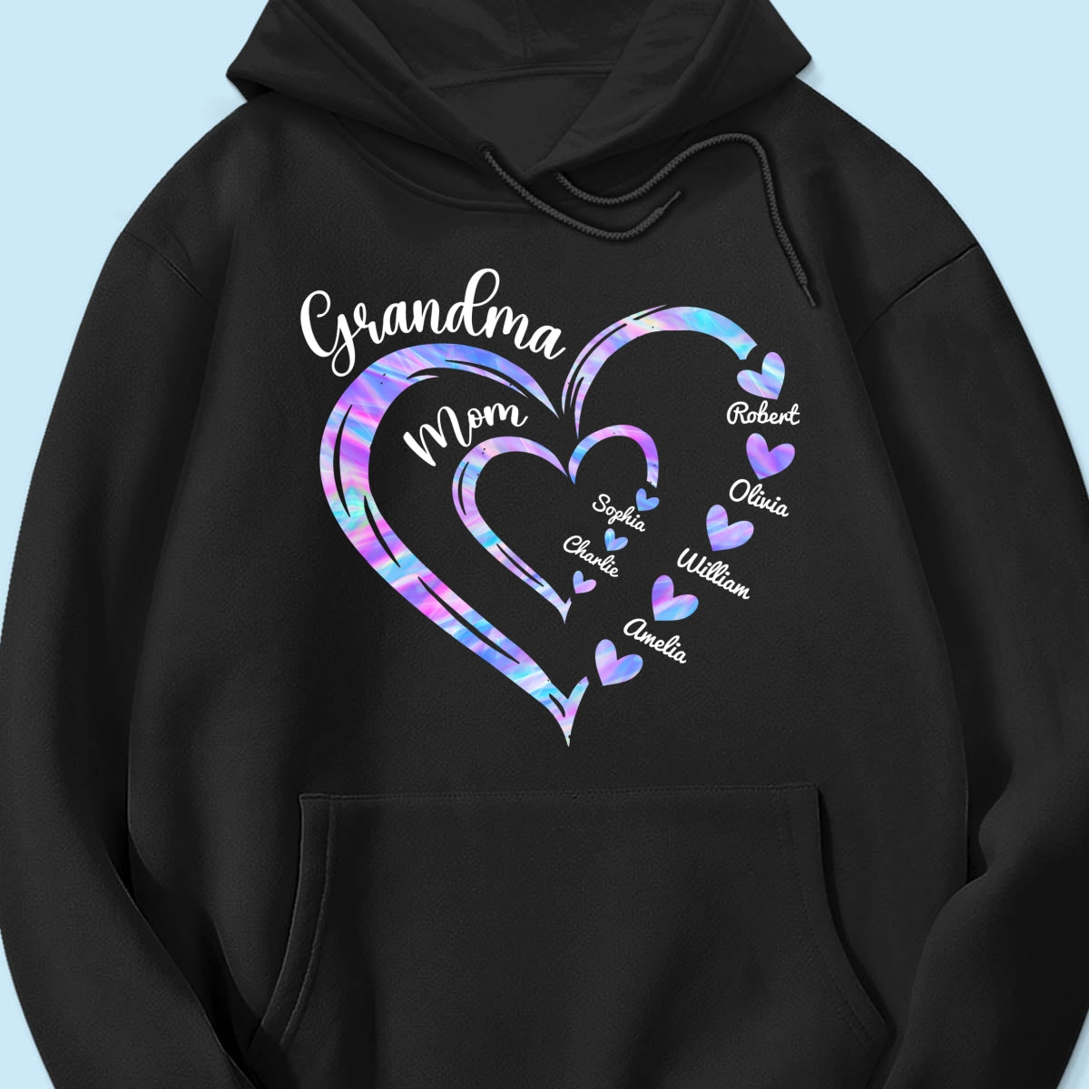 Galaxy Grandma Mom Heart In Heart Personalized Shirt