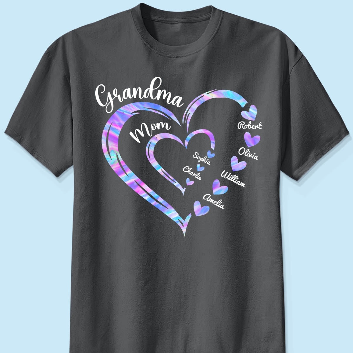 Galaxy Grandma Mom Heart In Heart Personalized Shirt