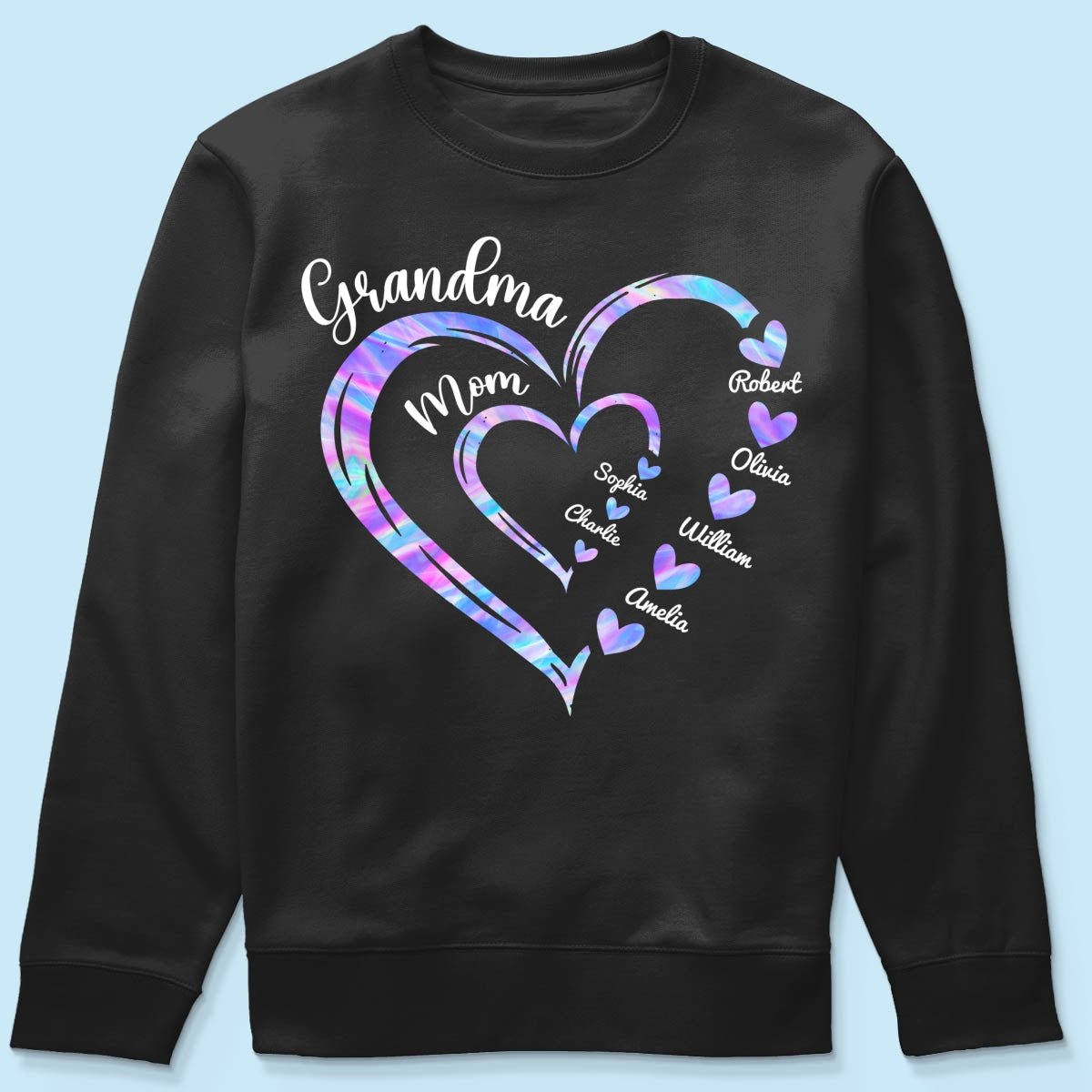 Galaxy Grandma Mom Heart In Heart Personalized Shirt