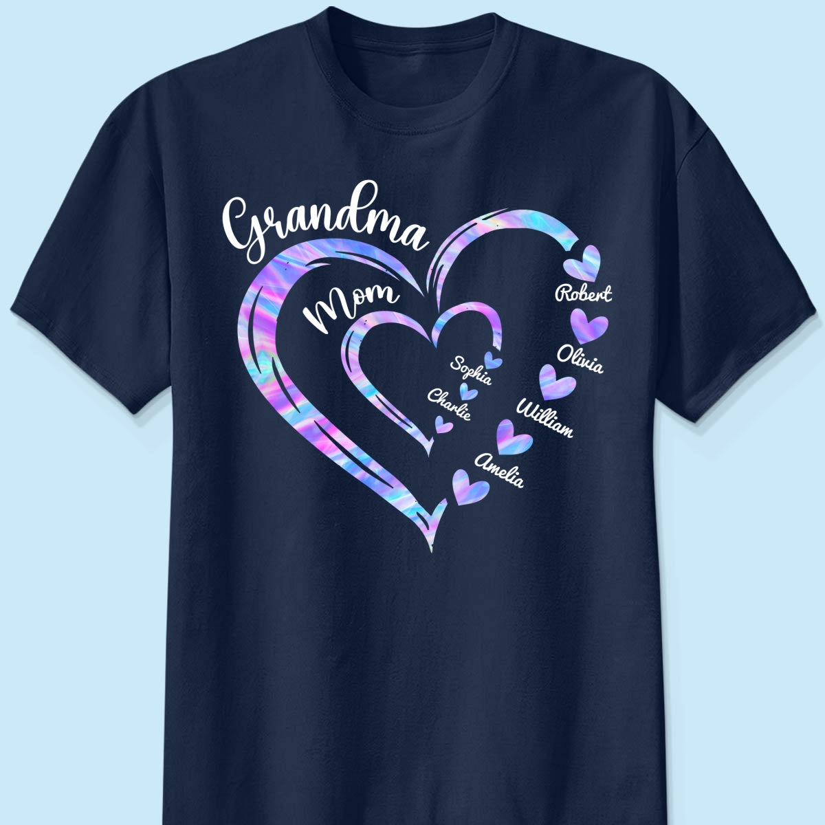 Galaxy Grandma Mom Heart In Heart Personalized Shirt