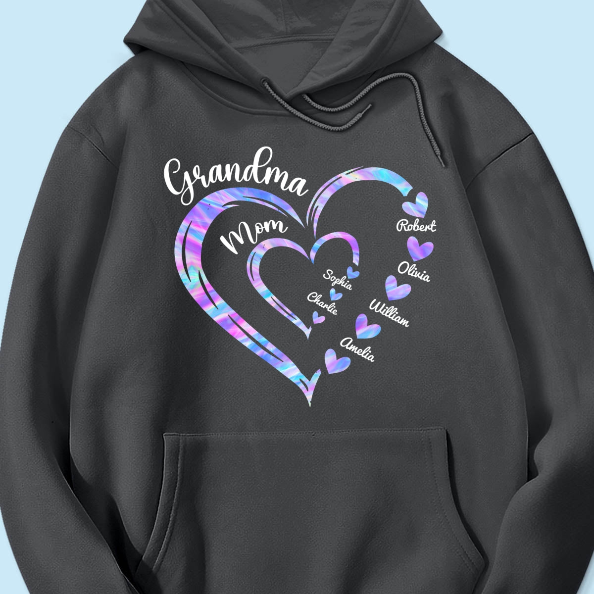 Galaxy Grandma Mom Heart In Heart Personalized Shirt