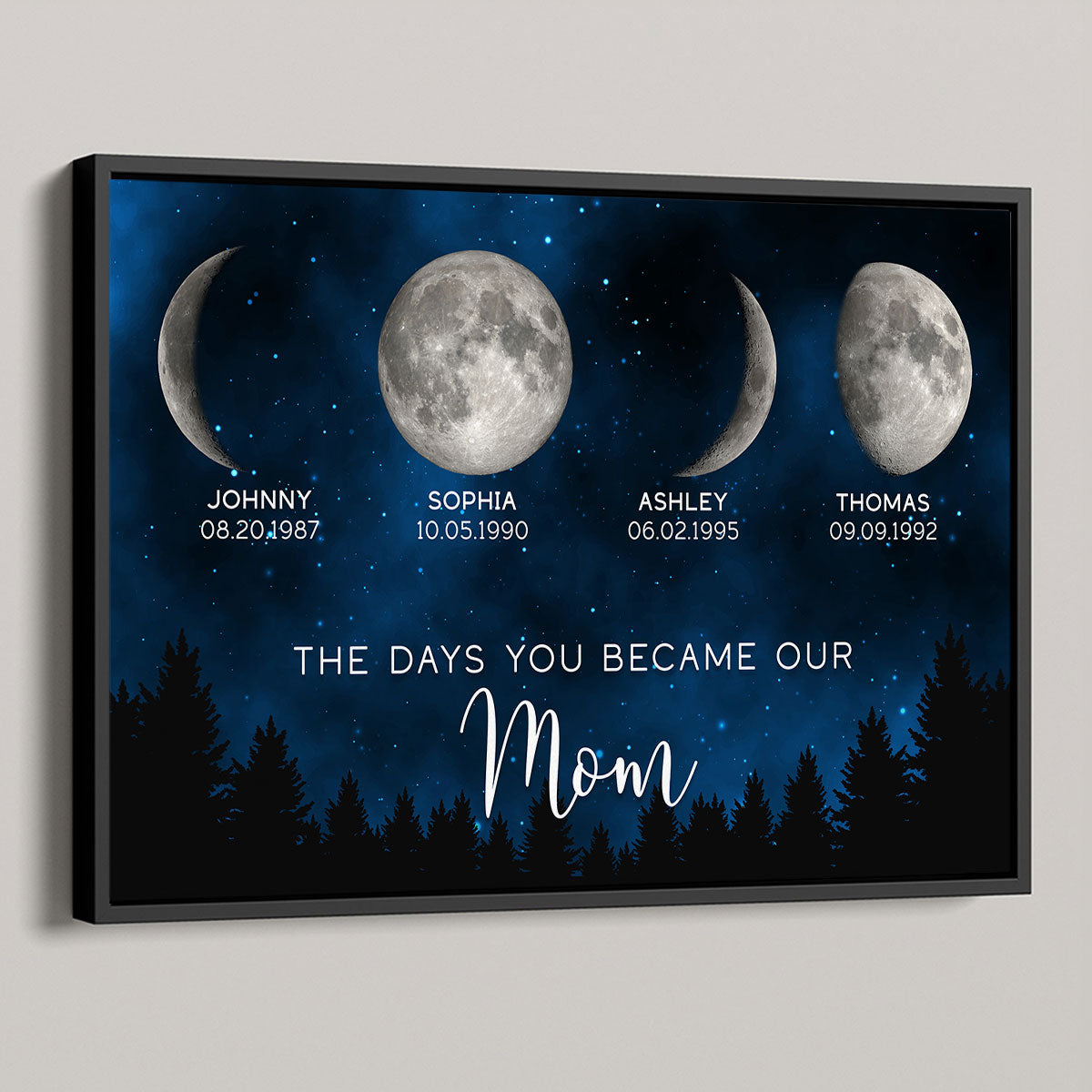 Galaxy Night The Days You Became Our Mom Birthday Moon Phase Personalized Poster, A Heartfelt Gift for Moms Birthday, or Just Because