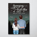 Galaxy Night Back View Couple Standing Hugging Personalized Vertical Poster