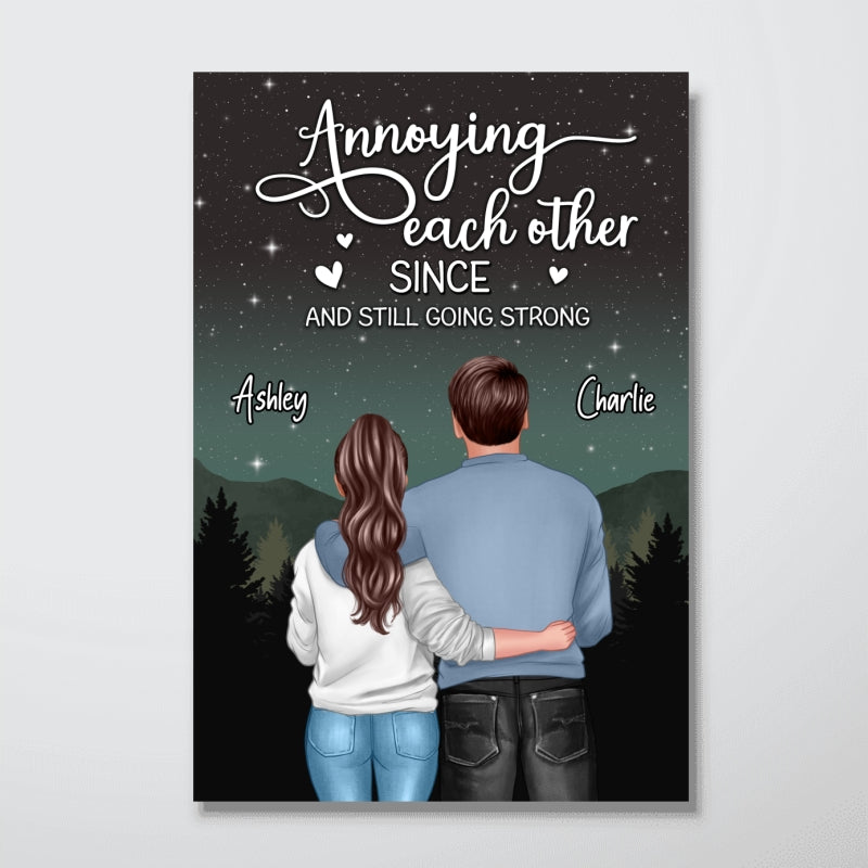 Galaxy Night Back View Couple Standing Hugging Personalized Vertical Poster