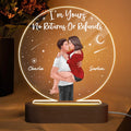 Galaxy Man Holding Woman Kissing Couple Personalized Circle Acrylic Plaque LED Night Light