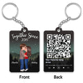 Galaxy Night Doll Couple Kissing Favorite Song Scannable QR Code Personalized Acrylic Keychain