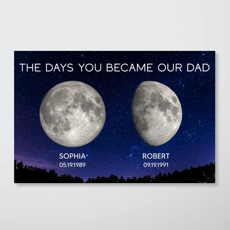 Galaxy Night Custom Birth Moon Phase The Days You Became Our Dad Personalized Poster| Heartfelt Father's Day Gift For Dad, Husband