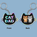 Galaxy Cat Dad Cat Face Shape Watercolor Cute Cats Father¡®s Day Gift Personalized Acrylic Keychain