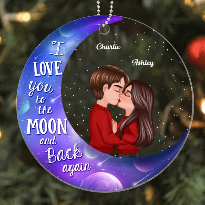 Galaxy Moon Doll Couple Kissing Personalized Acrylic Ornament
