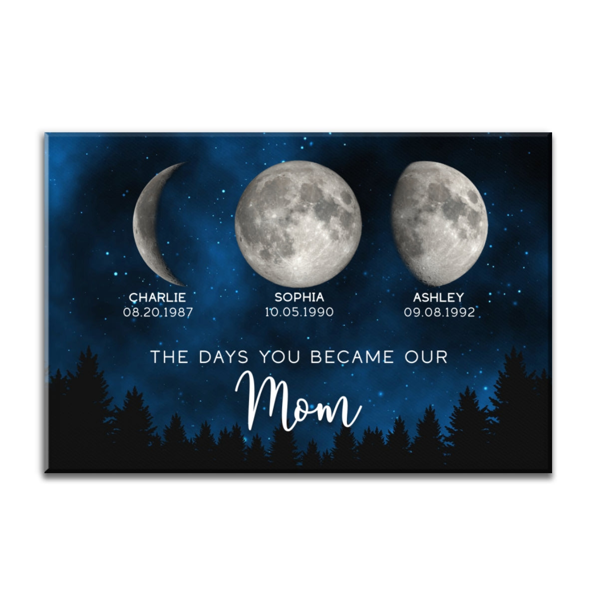 Galaxy Night Custom Birth Moon Phase The Days You Became Our Mom Personalized Canvas